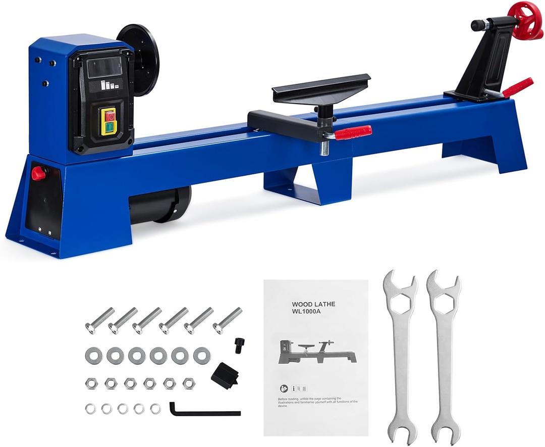 Wood Lathe, 14" x 40" Benchtop Wood Lathe Machine 0.5 HP Infinitely Variable Speed 1040-2980 RPM, Wood Turning Lathe Machine with Wrench & 2 Chisels for Woodworking, Woodturning