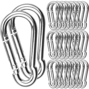 AKOLAFE 30Pack Spring Snap Hook, 2-3/8Inch Zinc-Galvanized Steel Carabiner Clips, 260lbs Load Capacity Keychain Quick Links, Quick Carabiner Clips for Dog Leash, Backpack, Hammocks, Camping and Swing
