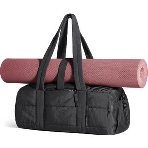 BAGSMART Reiki Gym Bag for Women, Mini/Medium Crossbody Bags for Women, 5L Dance Bag with Detachable Strap, 15L Yoga Mate Bag with Wet & Dry Pocket, Medium/Black