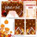 Frienda Autumn Kitchen Curtain Window Valances Set Football Pumpkin Kitchen Fall Curtain Thanksgiving Leaf Tier for Home Room Farmhouse Bedroom, 60 x 36 Valance, 36 x 30 Tier