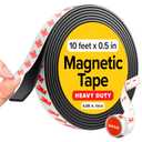 Super Sticky Magnetic Tape (10 feet x 1/2 inch) - Stong Magnet Strip with Adhesive Backing for DIY & Crafts - Easy to Cut and Mount on Fridges, Whiteboards & More