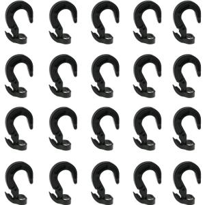 20PCS Black Plastic Adjustable Hooks Elastic Rope Binding Rope Hook Bungee Rope Hook Fit 1/4 Inch 5/16 Inch 3/8 Inch Shock Cord and Camping Rope