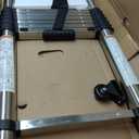 DEZEX 15.5 FT Telescoping Ladders Stainless Steel - One-Button Retraction Collapsible Extension Ladder for Home, RV, Loft, Lasts 375 LBS with 2 Triangle Stabilizers, Balance Bar and Wheels