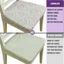 Pro Fit Dining Chair Seat Covers (Off-White, Set of 2)  Embossed Stretch Slip Covers with Rear Flap and Raised Jacquard Design, Elastic Seat Protectors, Machine Washable for Kitchen Chairs