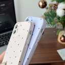 2 x Compatible with iPhone 12 Case Polka Dot Phone Case Cute Aesthetic Design Simple for Women Girl Stylish Shockproof Full Camera Protection Cover - Blue