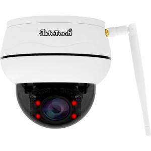 JideTech 5MP PTZ WiFi Camera Outdoor, 5X Optical Zoom Dome Camera with Human/Motion Detection, Auto Tracking, Wireless IP Camera with Mic/Audio, MicroSD (128GB), IR Night Vision, IP66 Weatherproof