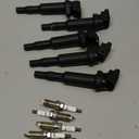 BDFHYK Ignition Coil Pack UF592 and Double Iridium Platinum Spark Plugs Compatible with 2006-2007 BMW 328i X3 X5 525i 530i 530xi 325i 325xi 330i 330xi 3.0L 2.5L L6 Coil for UF592 12120032137 Set of 6