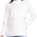 Motherhood Maternity Women's Long Sleeve Funnel Neck Nursing Pullover Pregnancy Sweatshirt for Breastfeeding