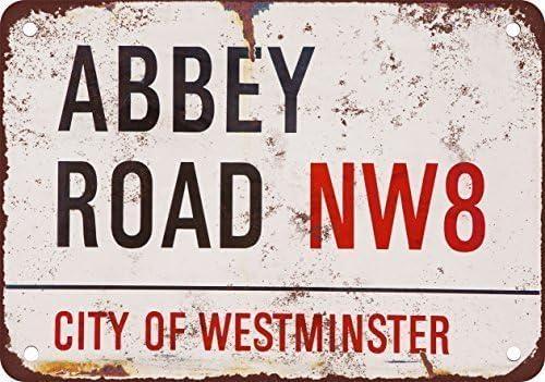 Abbey Road Vintage Style Metal Tin Sign 8x12 Inch Beatles Poster Wall Art, Abbey Road Poster, The Beatles Poster Decor, Road Signs Metal Plaque for Garage Bar Living Room