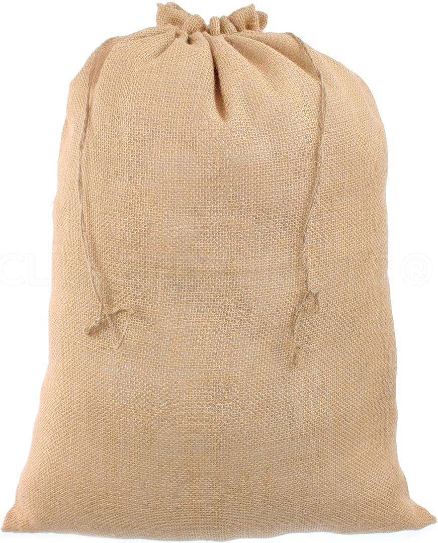 CleverDelights 18" x 24" Burlap Bags - 2 Pack - 18x24 Inch Jute Burlap Drawstring Sacks