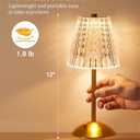 Cordless Touch Table Lamp, 3500mAh LED Rechargeable Small Dask Lamp, 3 Colors Dimmable Battery Operated Crysta Lamp for Bedroom Restaurant Kitchen Home Decor, Gold