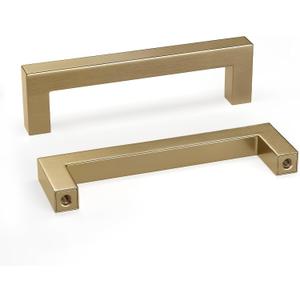 Goldenwarm 20 Pack 3-3/4in Champagne Bronze Cabinet Pulls Gold Cabinet Handles Bronze Drawer Pulls Champagne Gold Drawer Handles Square Kitchen Dresser Hardware for Bedroom Cupboard