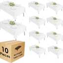 10 Pack 90 x 132 Inch White Rectangle Tablecloth, Polyester Fabric Washable Table Cloth for Home, Party, Wedding or Restaurant Use.