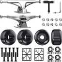 Jizmo Skateboard Trucks, Fits 7.75-8" Deck, Skateboard Wheels 52mm, Skateboard Bearings ABEC-9, Skateboard Pads, Skateboard Hardware Tool Combo Starter Set