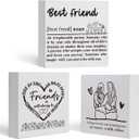Best Friends Gifts for Women Unique Friendship Birthday Gifts for Women Friend BFF bestie, Appreciation Gift for Her, Best Friend Wood Signs Set of 3 Wooden Blocks Signs Decor