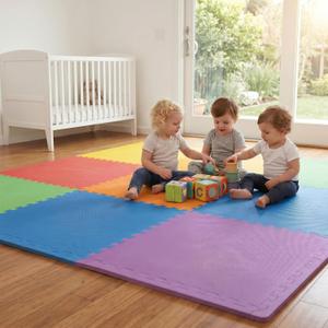 FlooringInc Baby Play Mat for Floor, Extra Large 2'x2' Foam Floor Tiles for Kids, Soft Interlocking Puzzle Mat, 1/2 Inch Thick, Non-Toxic EVA (Rainbow, 48 Tile Pack, 192 Sq Ft)