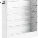 Wall File Holder, 6-Tier File Organizer, Office Supplies Storage Rack, Versatile Desktop Organizer, with Detachable Shelves, with Side Hooks, for Living Room, Study, Home Office, White MWJ02WB