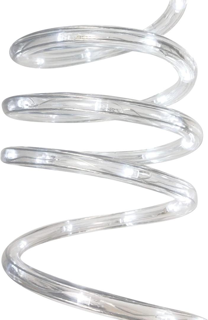 Brite Star 12 Ft LED Round Rope Light Pure White - Connectable for Indoor and Outdoor Decor - Perfect for Christmas Decorations, Bedroom, Party, Patio, Deck Lighting - Waterproof Outdoor Lighting