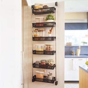 HomeBuddy Pantry Door Organizer - 6 Basket Over The Door Organizer, Sturdy Back of Door Storage Organizer with 3 Sets of Padded Hooks - Door Shelf for Kitchen, Bathroom, Wardrobe