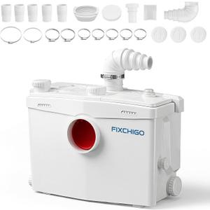 1000W Macerator Pump, Macerating Toilet System with 4 Inlets/2 Outlets, 40 GPM Flow, 29.5 FT Head, PCB Smart Control Sewage Pump for Basement, Sink, Toilet, Laundry, Kitchen