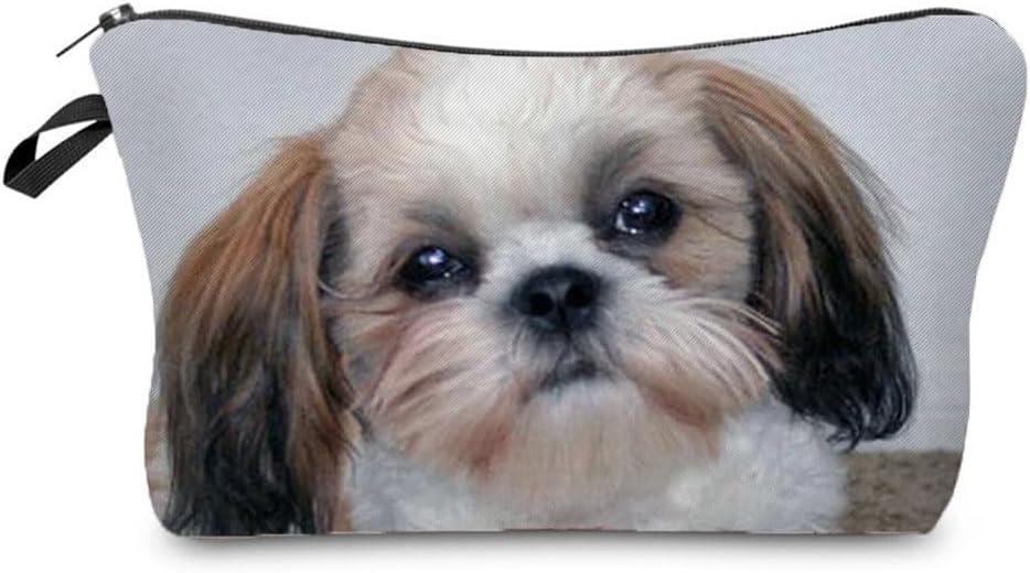 Shih Tzu Dog Cosmetic Bag Cute Small Makeup Bag for Purse Travel Toiletry Zipper Pouch Shih Tzu Dog Makeup Bag for Woman