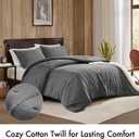 Woolrich King Comforter Set Cotton Stone Washed, Oversized Comforters King Size Bed, All Season Down Alternative Overfilled King Size Comforter, McKenzie, King/Cal King Grey 3 Piece