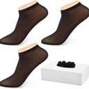 Mepase 200 Pieces 100 Pairs Disposable Nylon Socks Foot Socks Bulk Ankle Slip on Stocking for Women Guest Men Unisex (Black)