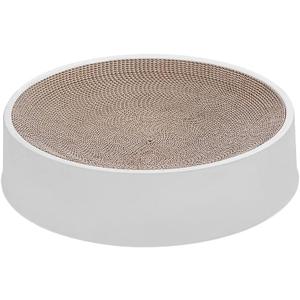 Refillable Cat Scratcher Cardboard & Bed for Indoor Cats, Scratching Lounge, Scratching Pad (Round Cat Bed Scratcher White)