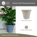 The HC Companies Sedona Round Self-Watering Pot - Lightweight Self Care Planter - Plastic Planter for Herbs & More - Durable Plant Pots for Indoor Plants & Outdoor Plants (9" Cottage Stone, Pack of 1)