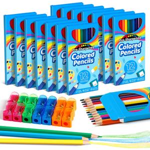 V-Opitos 168 Count Colored Pencils for Kids, 14 Pack Bulk Colored Pencils in 12 Colors with Sharpener, Pre-sharpened Coloring Pencils, Ideal School Supplies & Classroom Prizes, Kids Party Favor
