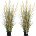Jexine 2 Pcs Tall Artificial Grass Plant 4 ft Potted Artificial Greenery Floor Plants Faux Pampas Grass Tall in Pot for Housewarming Gift House Garden Bathroom Lobby Outdoor Decoration
