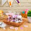 Poen 27 Pack Easter Stuffed Animals Bears with Cards Set Bulk Pastel Bunny Plush Easter Party Favors Baskets Filler Stuffers Classroom Exchange Prize Gift for Egg Hunt Party Favors (White Purple)