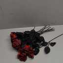 Tinsow 10 Pcs Artificial Roses Bouquet Faux Black Roses Bundles Fake Flowers Realistic Flowers Arrangements Halloween Decor (Maroon, 10)