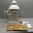 NEEDOMO Lanterns Decorative Outdoor & Indoor, Set of 3 Outdoor Lanterns for Porch, Vintage Candle Lantern Decor for Living Room, Fireplace, Kitchen Dining Table, Patio, Garden, Wedding, White (White-24"/18"/12"h)