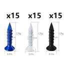 Wensilon(105 PCS) 3/16" Concrete Screw Anchor Kit Blue/Black/White Flat Head for Anchoring to Masonry, Block or Brick Stucco