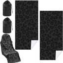 Hahafelt 2 Pack Car Seat Towel Covers with Storage Bag, 63 x 32 Inch Universal Non Slip Waterproof Sweat Protector for Car Truck, Gym Swimming Running, Machine Washable (Black Leopard)