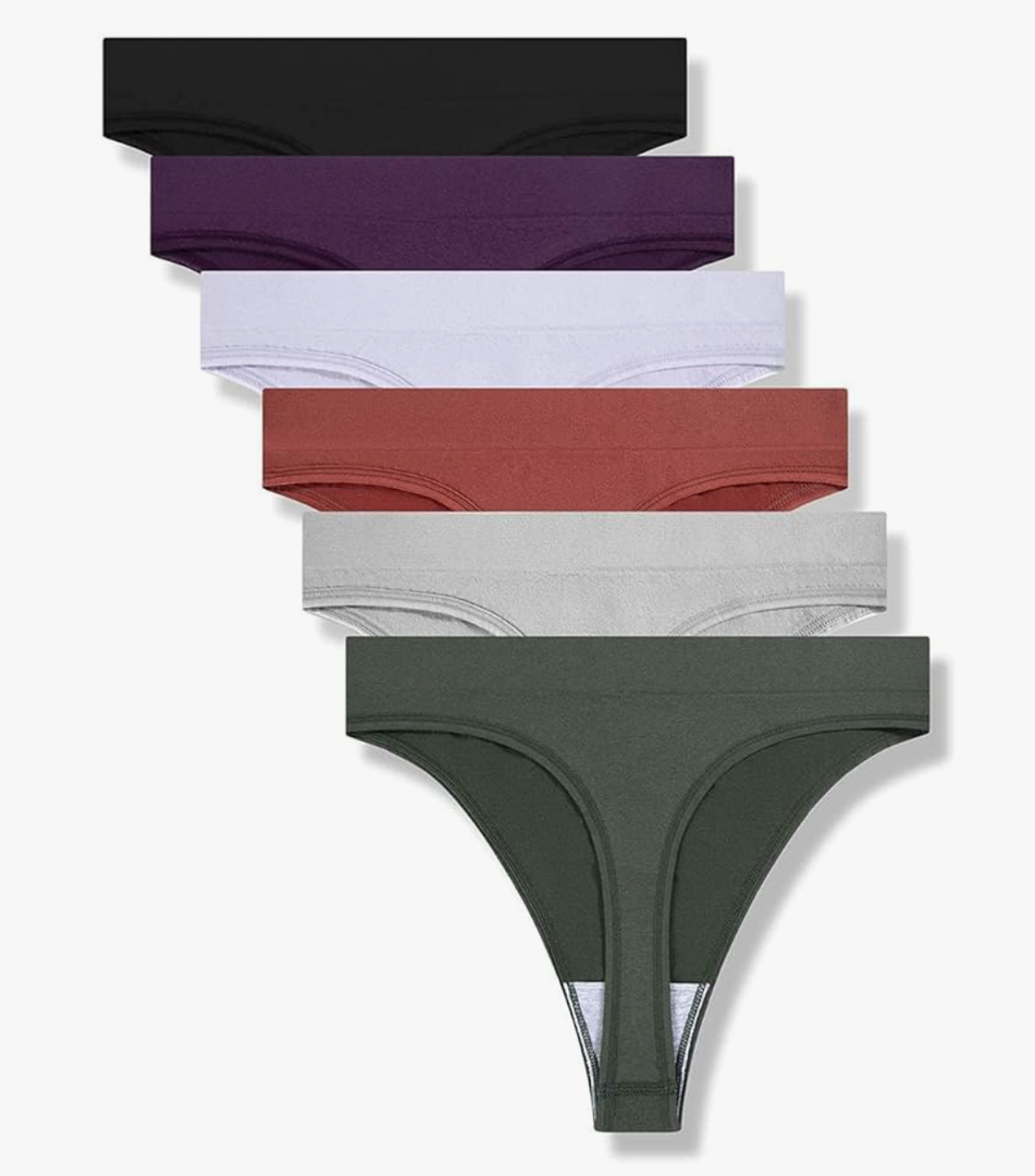 GRANKEE Women's Breathable Seamless Thong Panties No Show Underwear 6 Pack(Black 6 Pack 3XL)