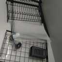 Wall Mounted Stainless Steel Dish Drying Rack Fruit Vegetable Storage Basket with Drainboard and Hanging Chopsticks Cage Knife Holder Kitchen Supplies Shelf Utensils Organizer (3-Tier)