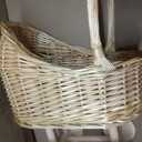 Woven Rattan Stroller Shaped Flower Basket with Handle, Versatile Trolley Decorative Flower Basket, Wicker Baby Carriage, Handwoven for Weddings, Baby Showers, Floral Arrangements
