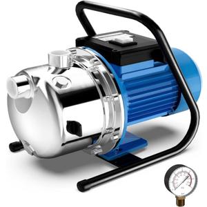 FOTING 1.6HP Shallow Well Pump, 1500GPH 115V Portable Garden Pump, Jet Pumps 147FT, Stainless Steel Water Transfer Household Draining Irrigation Pumps for Garden Lawn Farm