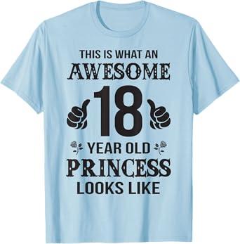 18 Year Old Girl Birthday Gifts Shirt 18th Birthday Princess T-Shirt (Small) Baby Blue