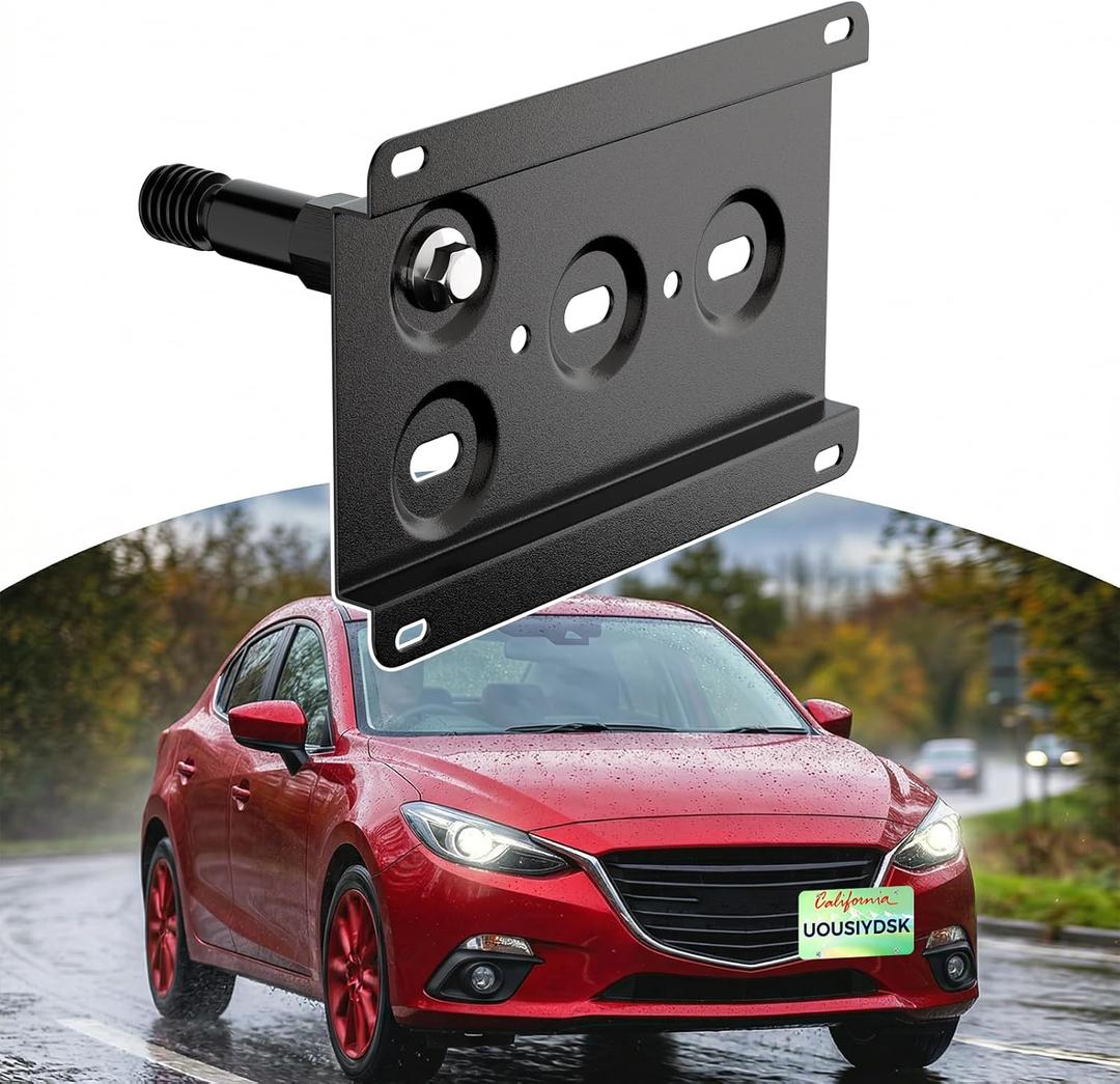Front License Plate Bracket No Drill Car Front Bumper Tow Hook Mount Bracket Adapter Fits for 2014-up Mazda3 & 6, 2013-up Mazda CX-5, 2016-up MX-5, 2003-2007 RX-8