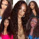 Dark Brown Hair Bundles Color 4 Kinky Curly Human Hair Bundles 10 12 14 Inch Unprocessed Brazilian Virgin Color #4 Bundle Chocolate Brown Curly Wave Bundle For Black Women Minimum entanglement
