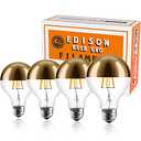 KarlunKoy Half Chrome Light Bulb,6W (60W Equivalent) Dimmable LED Edison Bulb,G80/G25 Globe Shape Decorative LED Bulbs,Half Gold Reflected Light 2700K Soft White E26 Base Pack of 4