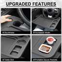 JUSTTOP 4 In 1 Car Steering Wheel Desk for Laptop,Versatile Upgraded Car Seat Tray, Spacious Steering Wheel Table With Tablet Holder and Dual Sauce Racks,Steering Wheel Under Table Console (Large)