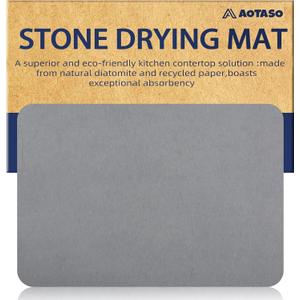 12x16 inch Stone Drying Mat for Kitchen Counter Gray Super Absorbent Dish Drying Mat Diatomaceous Earth Quick Dry Dish Mat 2 Pc