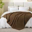 BEDELITE Fleece Blanket Twin Size for Bed Couch, 3D Jacquard Decorative Brown Throw, Soft and Cozy Warm Plush Fuzzy Blanket All Seasons Suitable, 60x80Inches