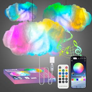 Cloud LED Lights for Bedroom - Aesthetic Mood Light, Music Sync App Control Wall Light, 3D Ceiling Lamp Color Changing Strip Lights, Cool Stuff for Kids Room Decor, Cool lights for Room Decorations