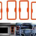 4PCS for Frod Bronco Air Conditioning Outlet Adjustment Trim Center Console Dash AC Vent Ring Cover Compatible with 2021-2025(Orange)