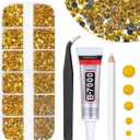 qiipii Golden Yellow Crystal Resin Rhinestones w B7000 Jewelry Glue for Bedazzling Crafting Gold Flatback Stones 2mm 3mm 4mm 5mm 6mm Diamonds Crystals Gems for Nails Face Eyes Makeup Tumblers Craftts